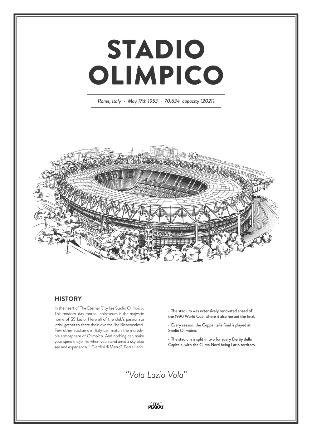 Køb Olimpico – SS Lazio arena – stadionplakat