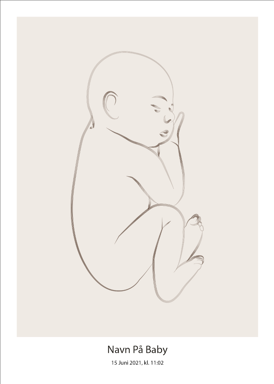 Birthposter - Stregtegningsplakat af nyfødt