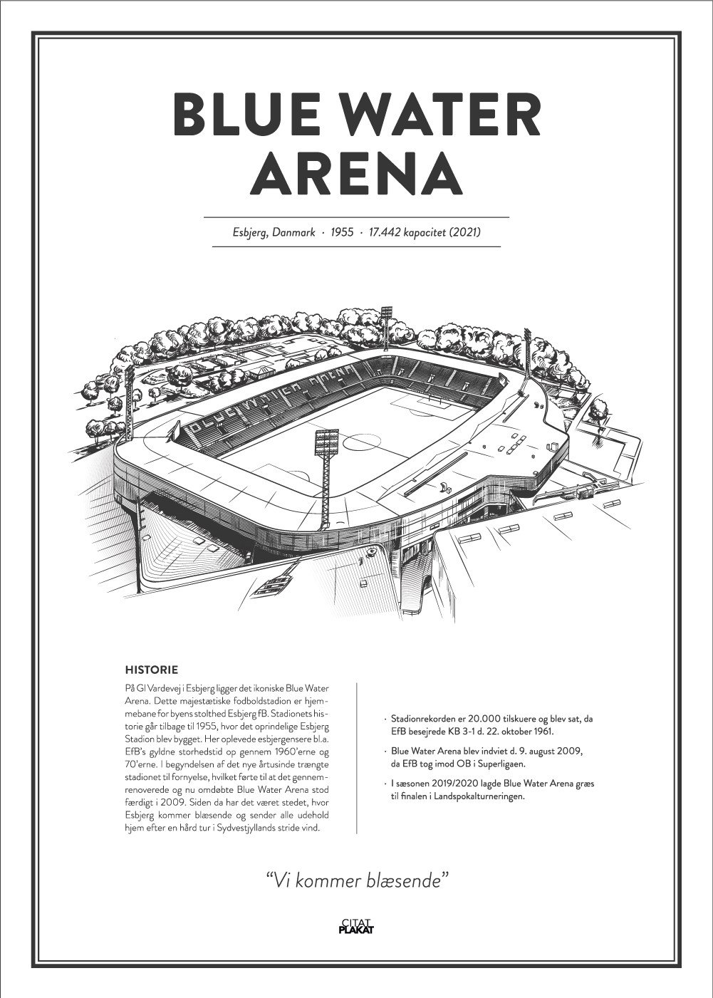 Køb Blue Water Arena – Esbjerg fB arena – stadionplakat