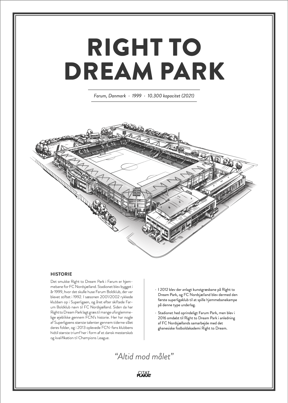 Billede af Right to Dream Park - FC Nordsjælland arena - stadionplakat