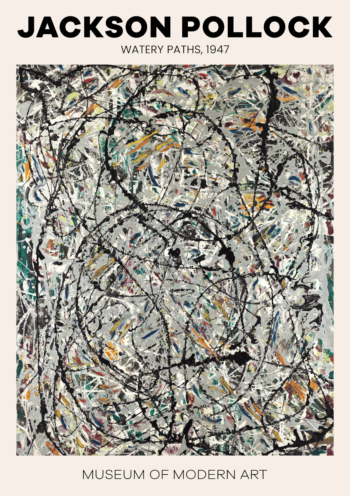 Watery Paths - Jackson Pollock kunstplakat