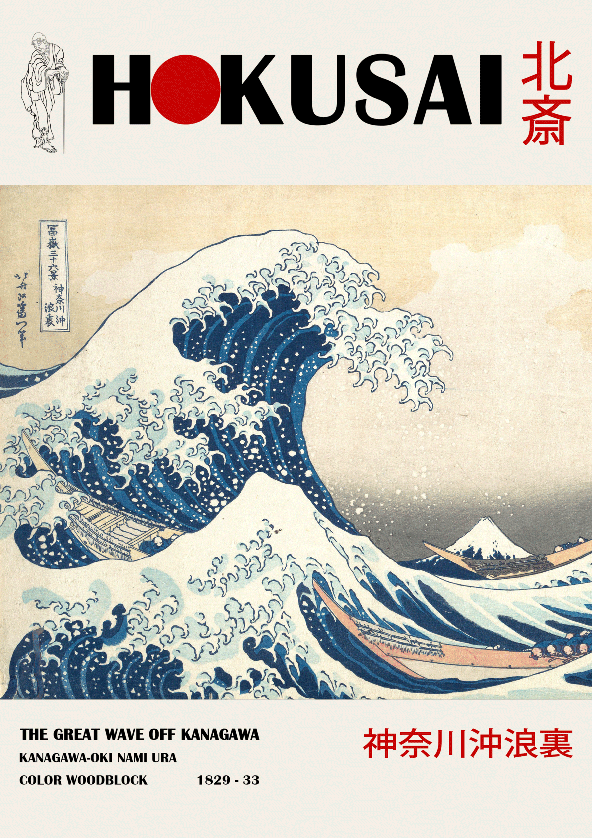 Billede af The great wave off kanagawa - Hokusai kunstplakat