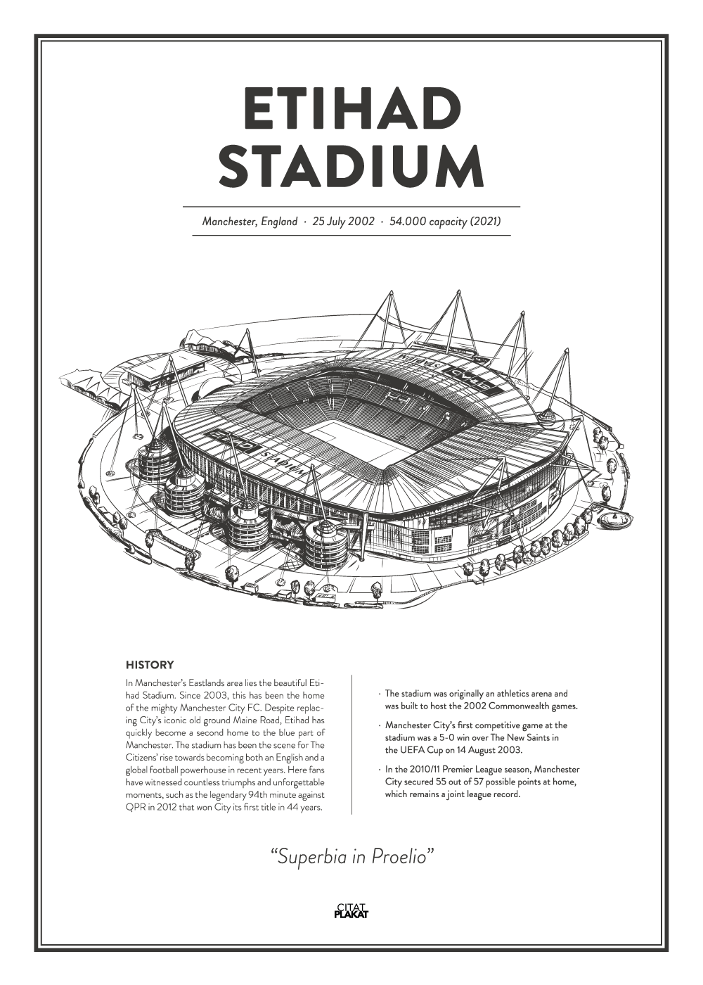 Billede af Etihad Stadium - Manchester City arena - stadionplakat